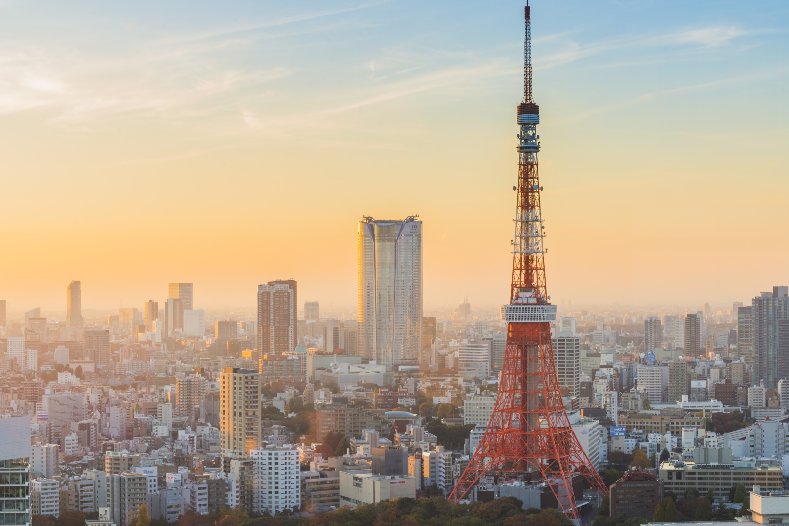 Tokyo Tower at sunset and twilight hours